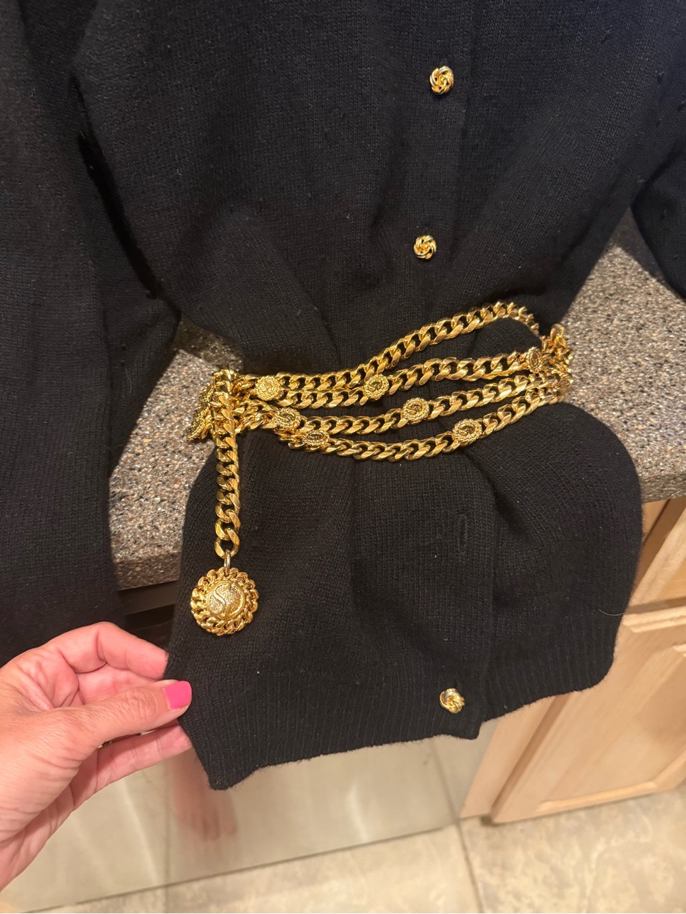 St. John Gold-Tone Multi-Chain Belt with Signature Medallions - Picture 3 of 10